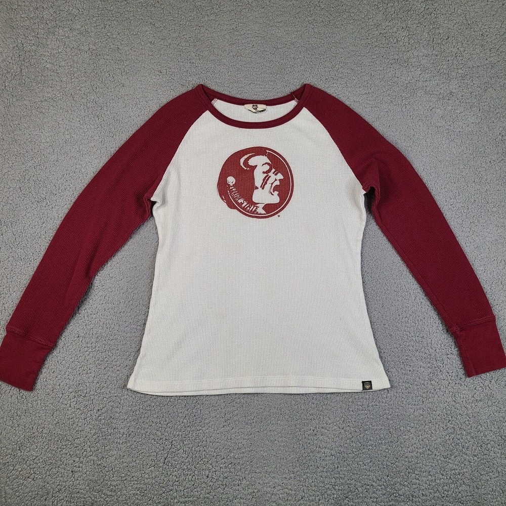 Florida State Seminoles Thermal Shirt Womens XL White Red ESPN Long Sleeve